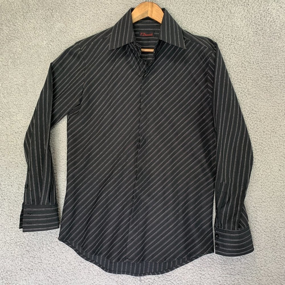 7 Diamonds Striped Soft Casual Button Up Shirt. Excellent Condition